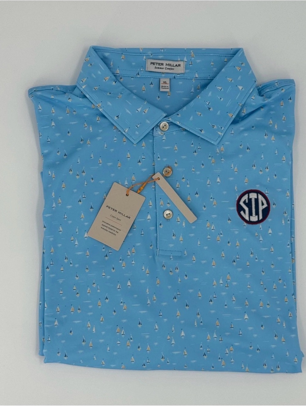 OLE MISS "Sail to Victory" Peter Millar SIP Polo! Powder Blue! NWT - XL